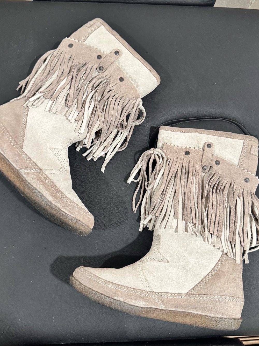 Diesel vintage y2k Fringe Suede mid calf boots western core boho indie sleeze
